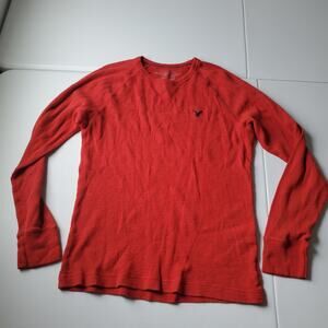 Y2K American Eagle Outfitters Shirt Mens Large Red Thermal Waffle Knit Layer